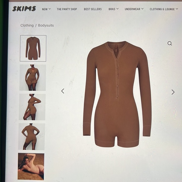 SKIMS Tops - Skims Soft Lounge Button Up Henley Onesie